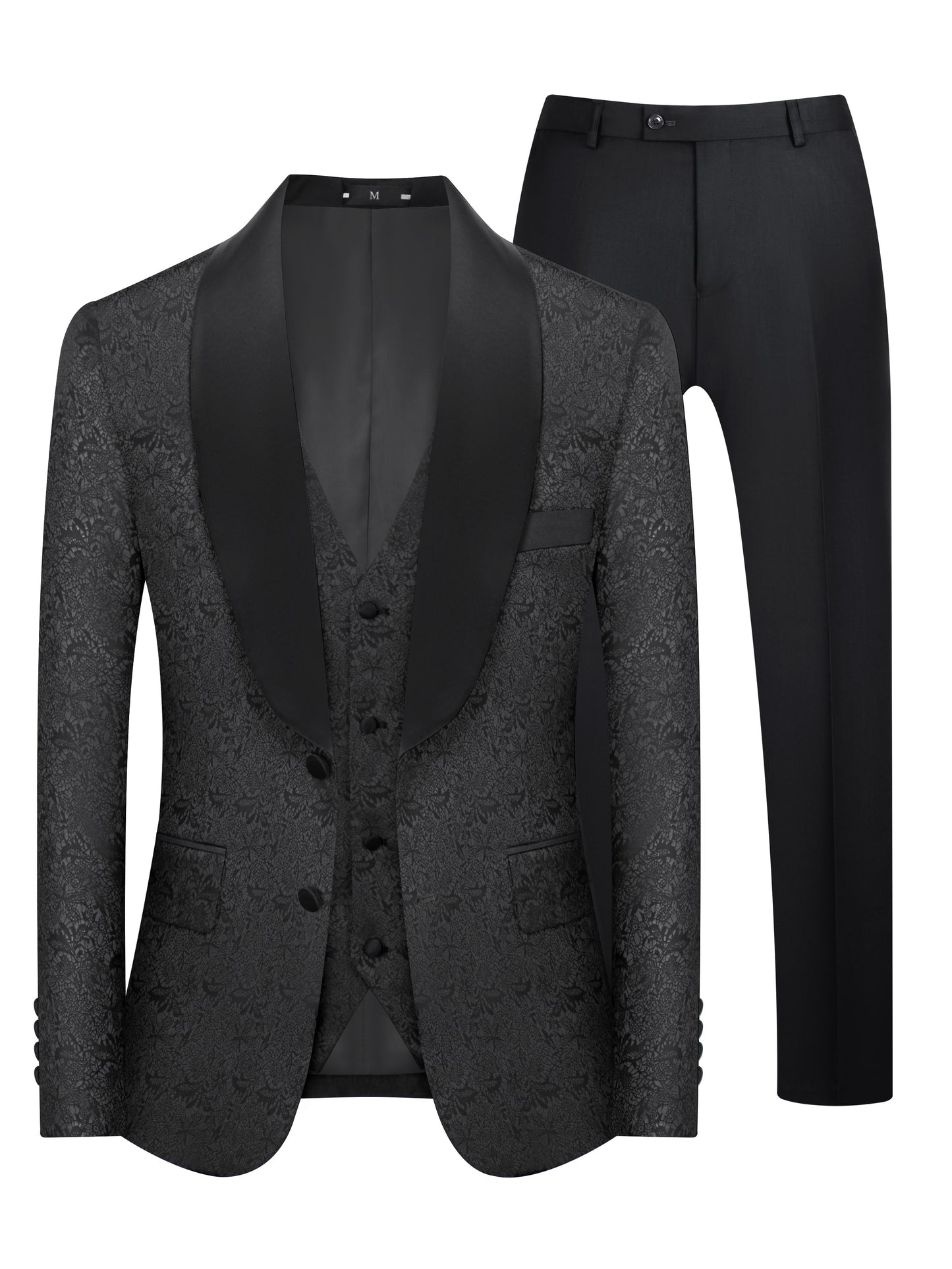 Ensemble Formel 3 Pièces, Veste De Costume À Col Châle Pour Hommes, Gilet Et Pantalon À Simple Boutonnage, Ensemble De Costume Pour Le Dîner, Les 'affaires, Les Fêtes, Et Le Mariage