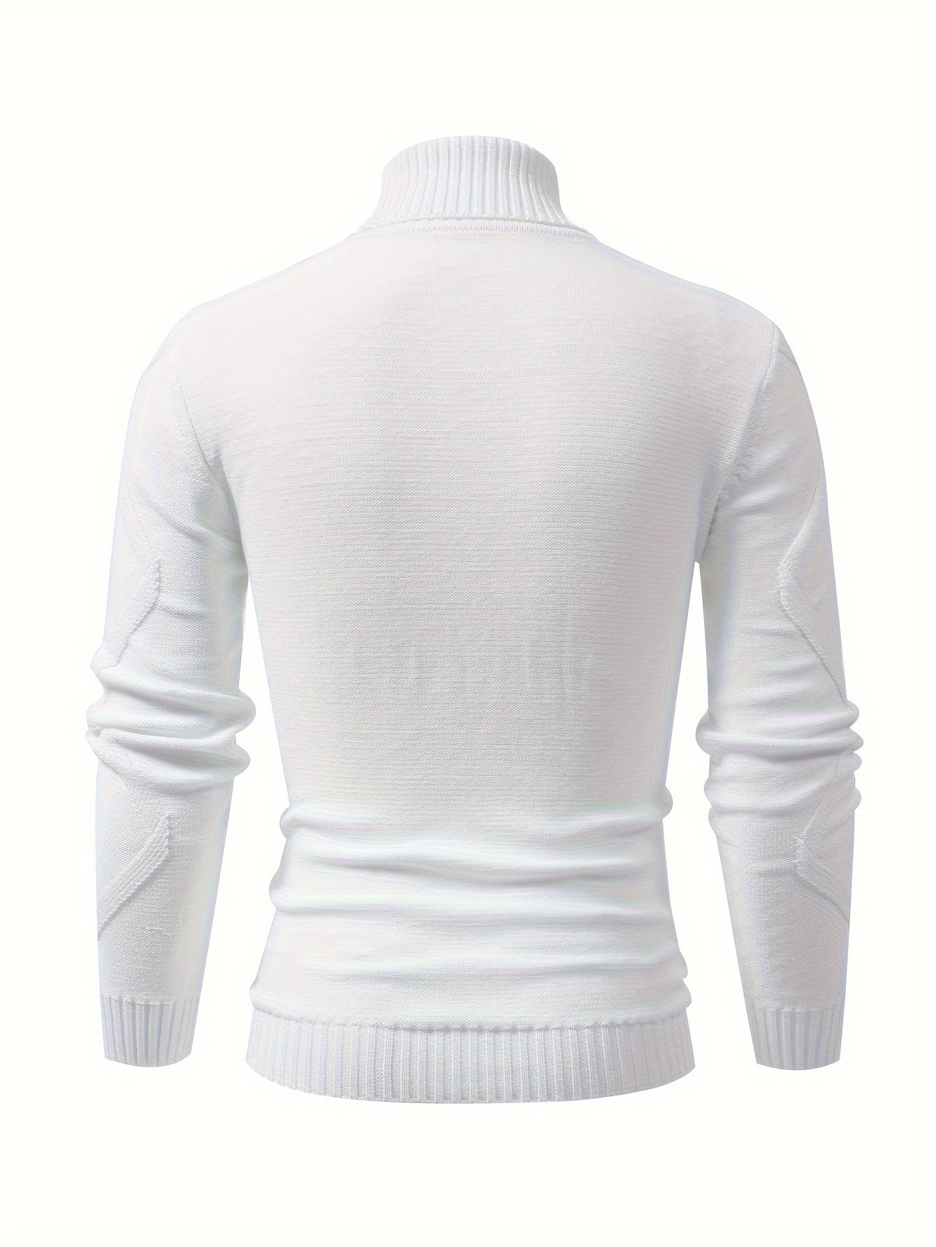 Men's Stylish Solid Knitted Sweater, High Stretchy Breathable Turtleneck Long Sleeve Casual Top for Outdoor Activities and City Walking