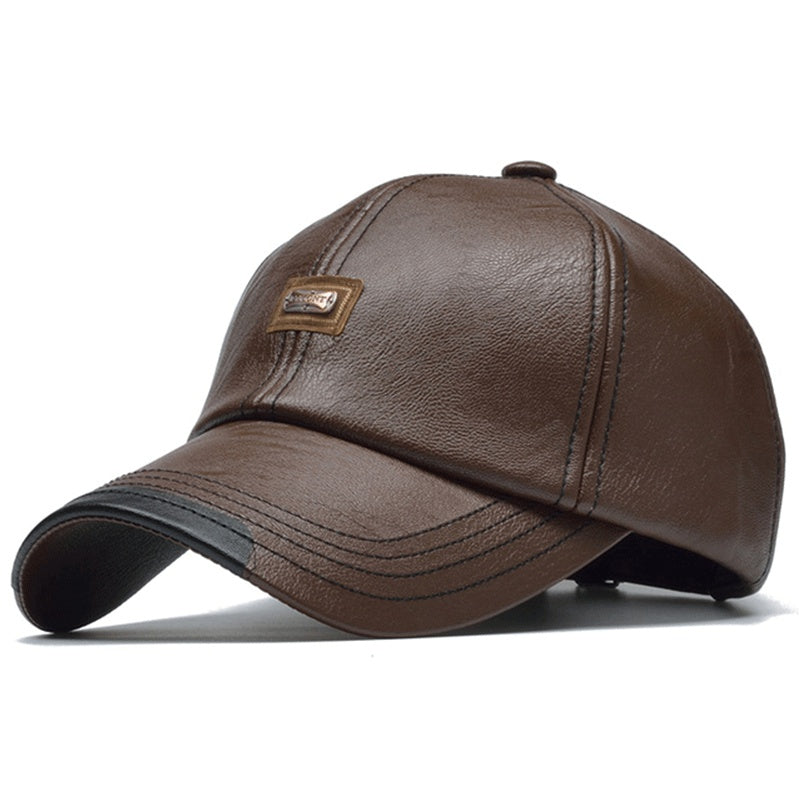 Casquette de baseball en cuir PU pour hommes