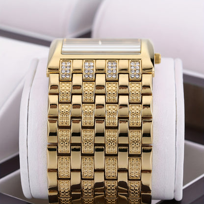 Montre pour femme, style hiphop, montre-bracelet en quartz de mode, luxe, avec des strass, analogique, bracelet manchette