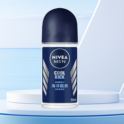 Désodorisant Roll-On NIVEA Men Cool Kick pour hommes, 50 ml - Fraîcheur longue durée, combat les odeurs corporelles, offre un parfum rafraîchissant.