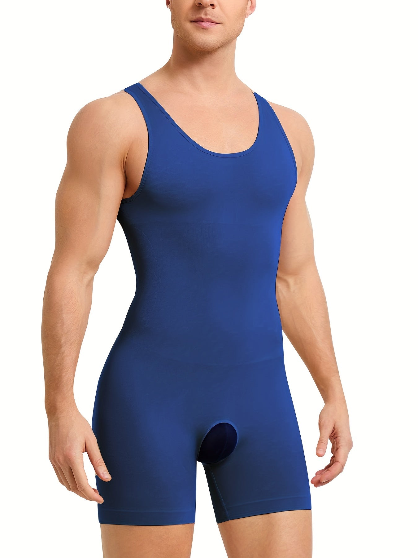 Combinaison moulante à entrejambe ouverte pour homme, débardeur, boxer, body shaper, sport, contrôle du ventre, sous-vêtement mince, contrôle du ventre, couche de base de compression ajustée