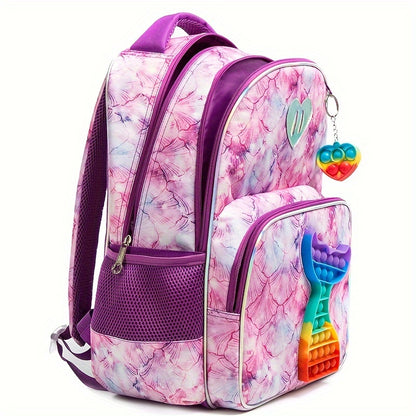 Ensemble de sac à dos 3 pièces, sac d'école sur le thème de la queue de sirène avec sac à lunch isotherme et trousse à crayons, ensemble de sacs mignons à dégradé violet