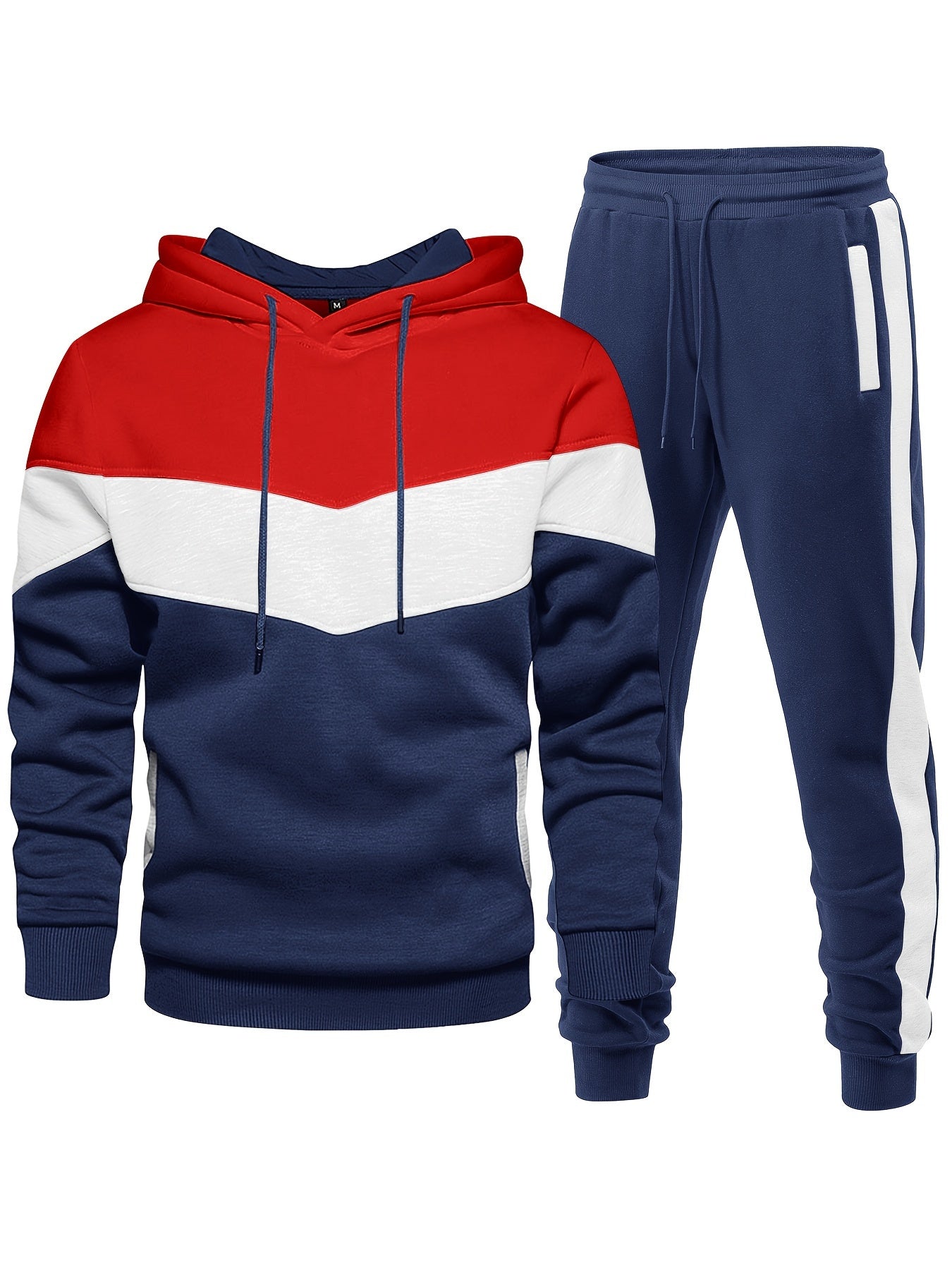 Ensemble de survêtement de sport 2 pièces pour homme, sweat à capuche décontracté à manches longues avec cordon de serrage et pantalon de jogging pour la gym, la course à pied