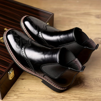 Bottines Élégantes à Enfiler pour Hommes - Style Décontracté & Professionnel, Similicuir Durable avec Semelle en Caoutchouc pour Toutes les Saisons