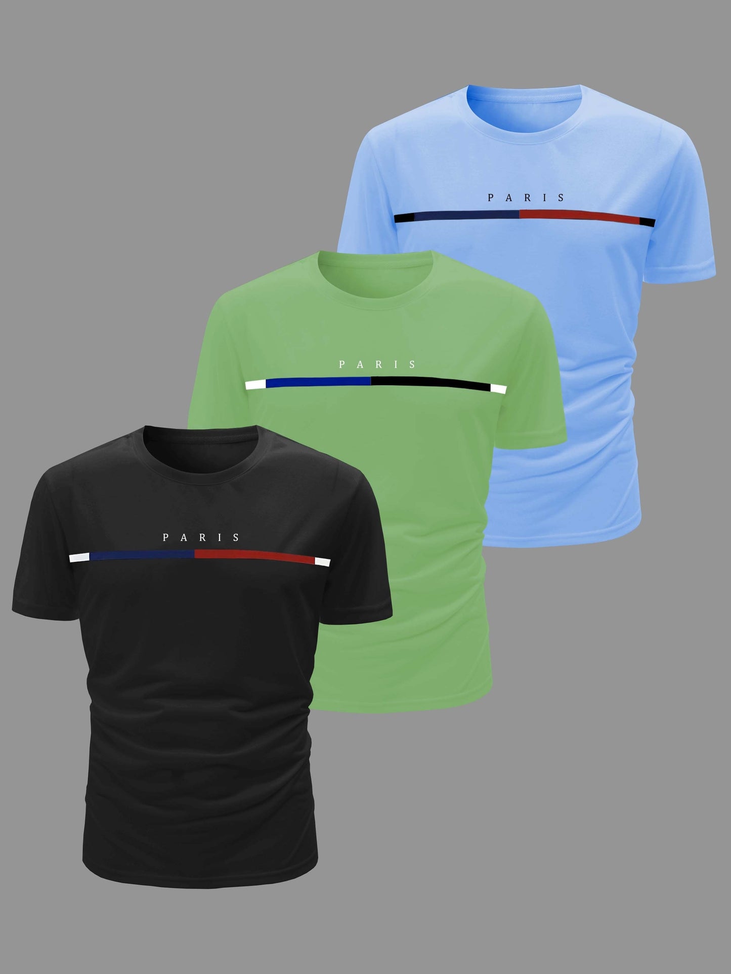 Product title: Lot of 3 Men's Short Sleeve Casual T-Shirts - Breathable and Lightweight for Summer Sports and Leisure