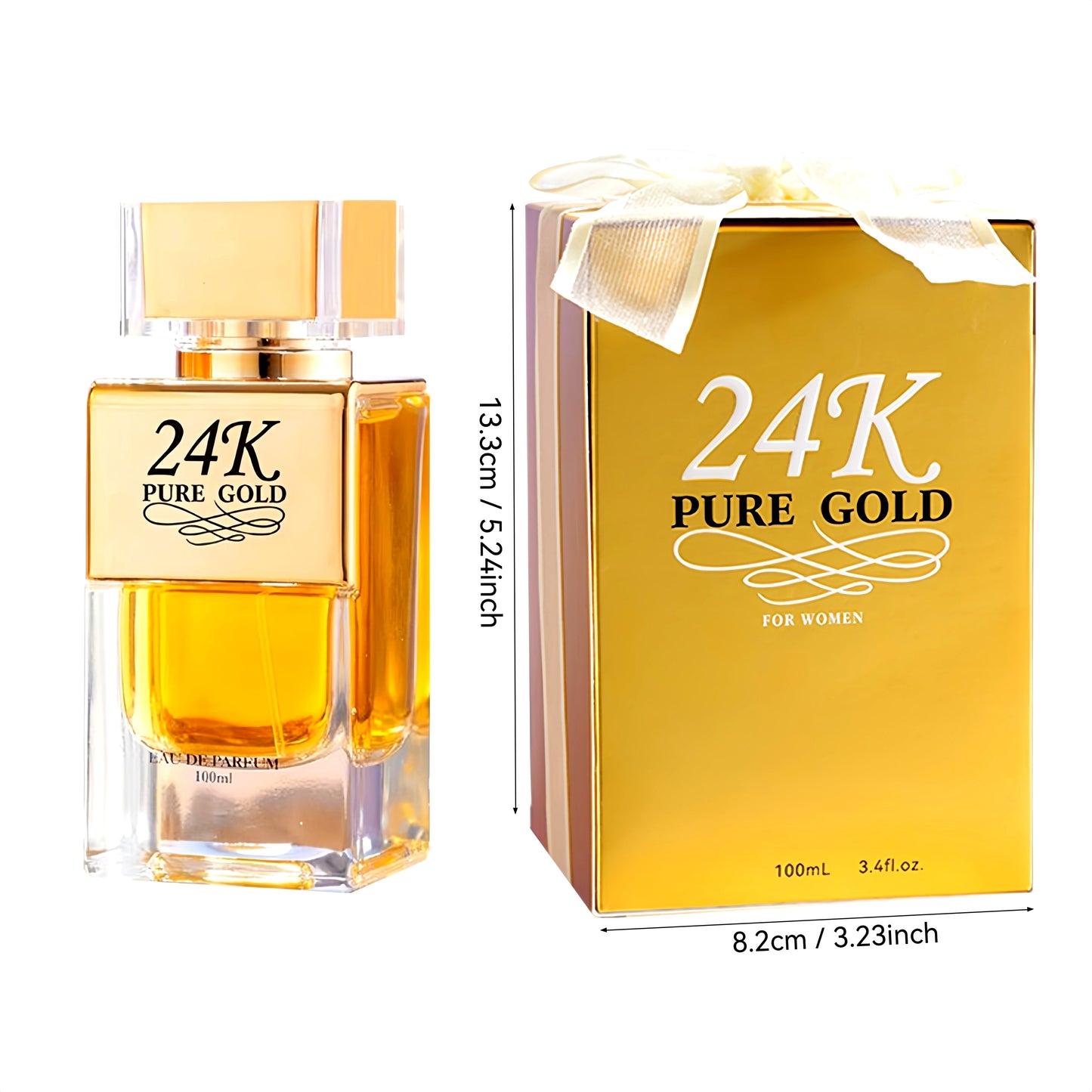 3.38 oz Eau de Parfum pour homme 24 carats or pur - Parfum ambré boisé longue durée, séduisant et raffiné, idéal pour un usage quotidien, Noël et les occasions spéciales.