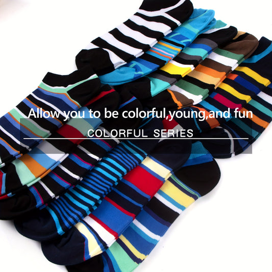 12 Pairs Combed Cotton Ankle Socks, Striped Pattern (US 10-13) 