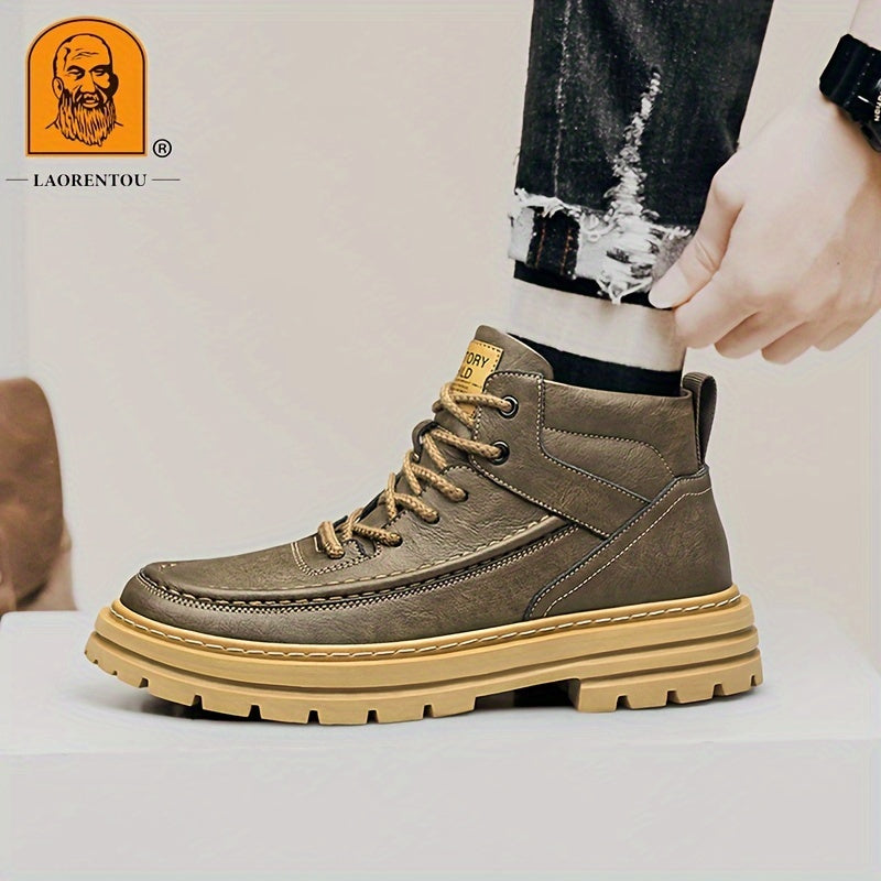 Men's Casual Work Boots Breathable Non-slip Lace-up Outdoor Spring Autumn Boots 