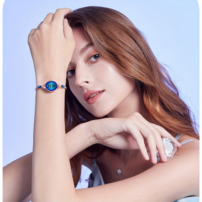 Montre-bracelet De Luxe En Cristal De Quartz Bleu Étanche, De Forme Ovale, Élégante Et Analogique Pour Soirée