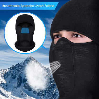 Masque facial balaclava en polaire thermique pour hommes, masque chaud coupe-vent en maille respirante pour les sports d'hiver en plein air, le ski, le cyclisme et l'équitation