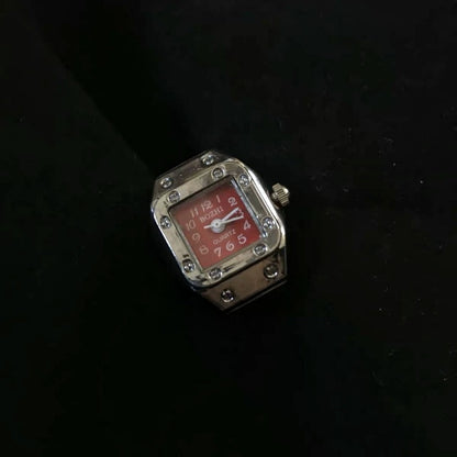 Men's Quartz Watch, Ring Watch, Rectangular Digital Dial, Artificial Jewelry Gifts 