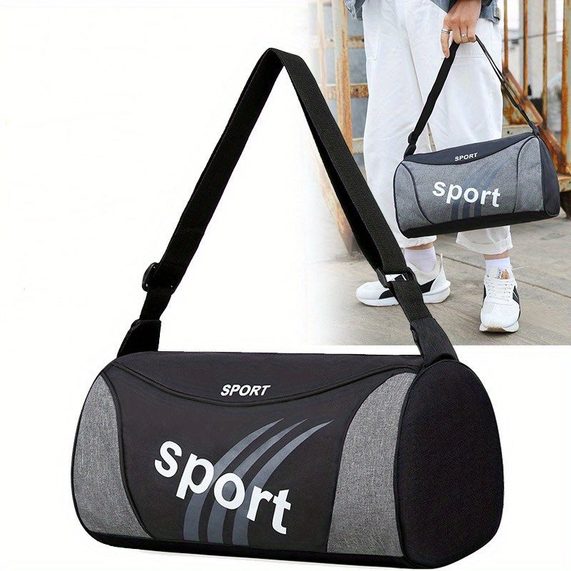 Sac de sport coloré à motif de lettres simples, sac de sport à fermeture éclair de grande capacité, sac de nuit léger, sac unisexe tendance pour un usage quotidien