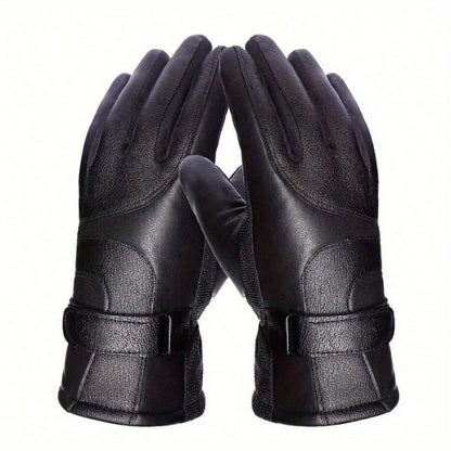 1 Paire De Gants De Cyclisme D'hiver Pour Hommes, Doublés Et Épaissis En Polaire, Gants Coupe-vent Imperméables Et Chauds Pour Écran Tactile Pour Hommes