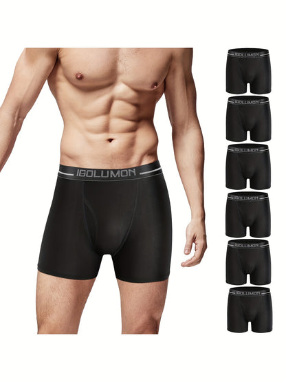 Sous-vêtements pour hommes Boxer Briefs 6 Pack Boxers confortables sans étiquette pour hommes Sous-vêtements doux sans étiquette avec braguette