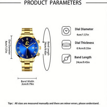 3 pièces/ensemble, 1 montre à Quartz avec Bracelet en acier inoxydable pour hommes d'affaires, 1 Bracelet et 1 collier