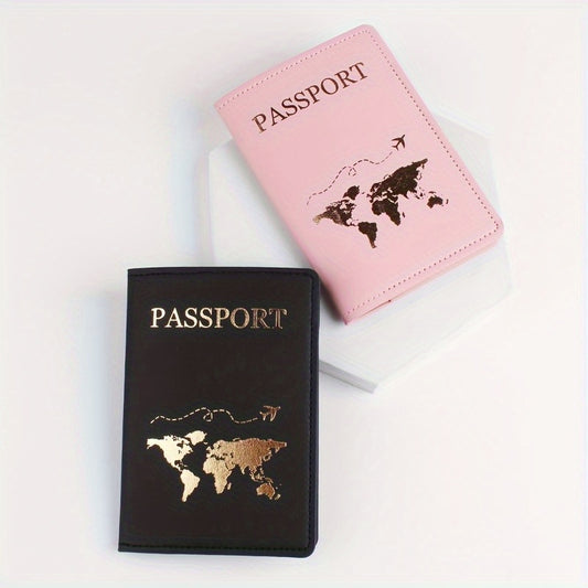 2pcs Porte-passeport de voyage élégant avec porte-billets, porte-cartes portable décontracté avec grande capacité, plusieurs emplacements pour cartes, cadeau parfait pour la fête des enseignants, la Saint-Valentin, l'anniversaire, Noël, la fête des pères