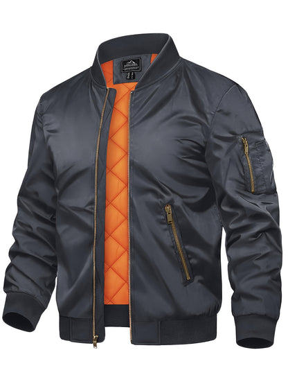 Veste d'hiver décontractée pour homme, veste de baseball, veste de pilote, tissu en polyester, douce pour la peau, coupe-vent, doublure résistante à l'eau, coton chaud et confortable, décontractée, design multi-poches, veste de travail quotidienne