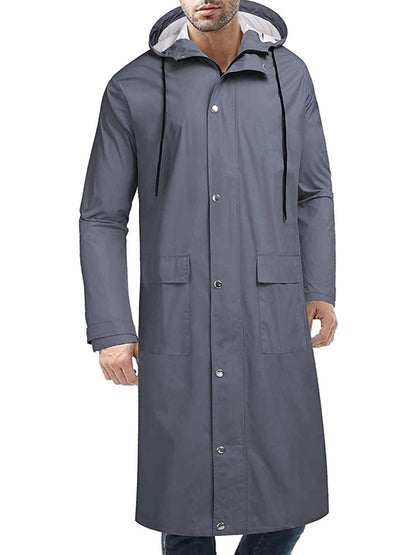 Veste de pluie imperméable et légère pour homme avec capuche - Long manteau de pluie actif