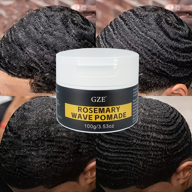 GZE Rosemary Wave Pomade pour 360 Waves - Crème hydratante profonde pour cheveux normaux, formule naturelle au beurre de karité et à la cire d'abeille, brillance et tenue soyeuses, idéale pour les vagues superposées et le wolfing - 100g/3.53oz