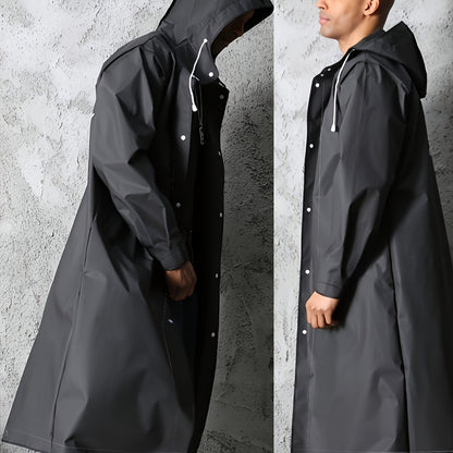 Manteau de pluie imperméable en EVA pour adultes - Style unisexe tendance, veste de pluie longue à capuche pour activités de plein air, cyclisme, randonnée, pêche - Résistant à l'eau avec des caractéristiques spéciales