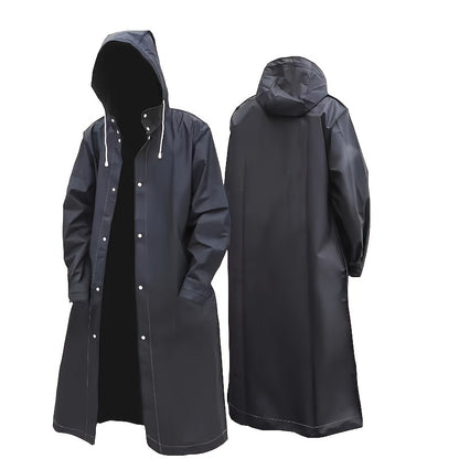 Manteau de pluie imperméable en EVA pour adultes - Style unisexe tendance, veste de pluie longue à capuche pour activités de plein air, cyclisme, randonnée, pêche - Résistant à l'eau avec des caractéristiques spéciales