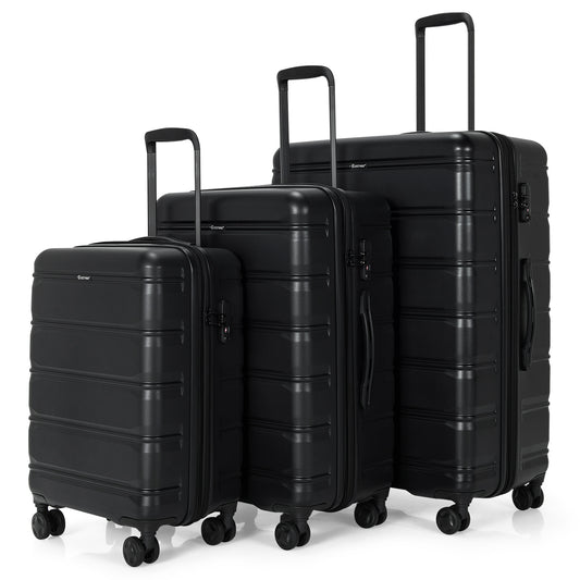 Ensemble de 3 valises rigides Giantex avec serrure TSA et roulettes pivotantes