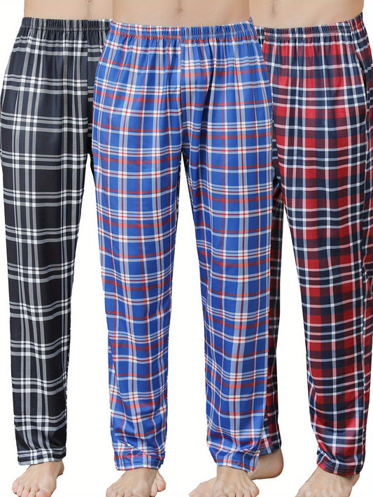 3PCS Pantalon de pyjama pour homme Vêtement de détente Vêtement de nuit Pyjama