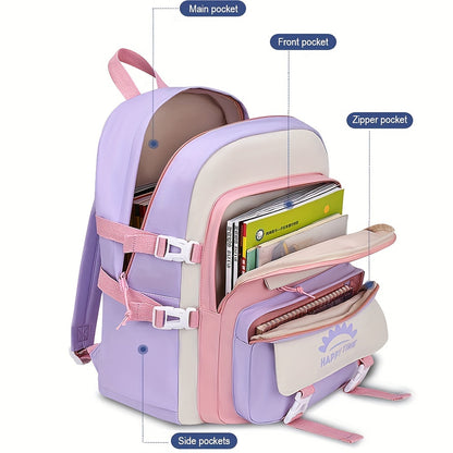 Sac à dos en nylon, sac d'école étanche et léger pour ordinateur portable avec sangle réglable pour les collégiens