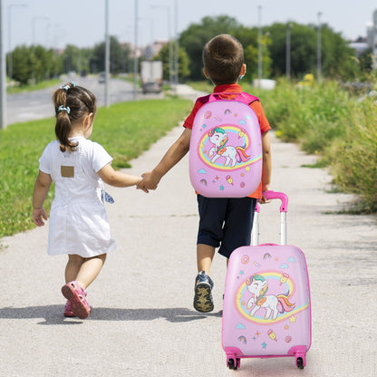 Ensemble de bagages pour enfants Maxmass 2PC avec sac à dos de 12" et valise à roulettes de 16" pour voyager