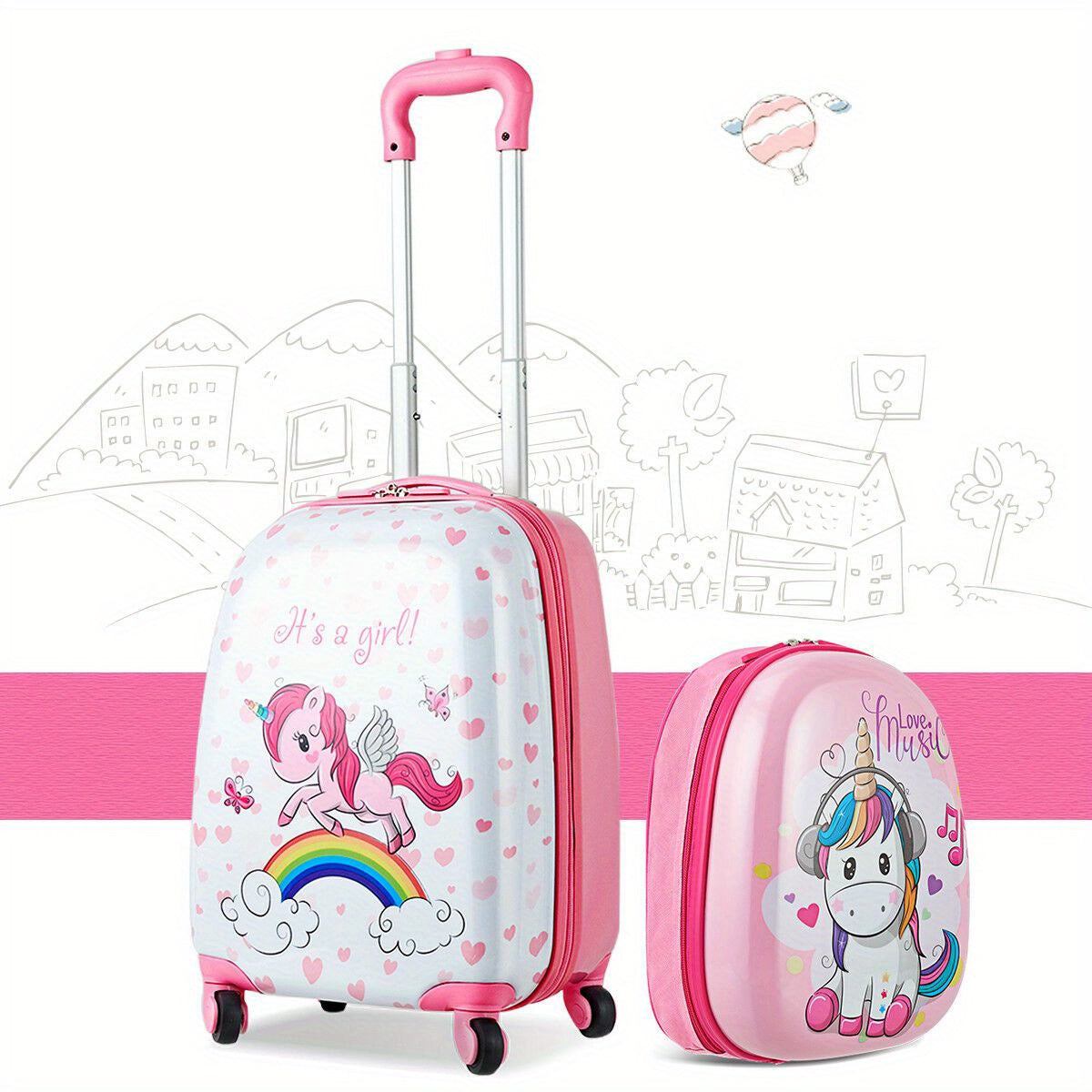 Ensemble de bagages pour enfants SAFSTAR 2 pièces 12" sac à dos & 16" valise à roulettes pour voyager à l'école en ABS