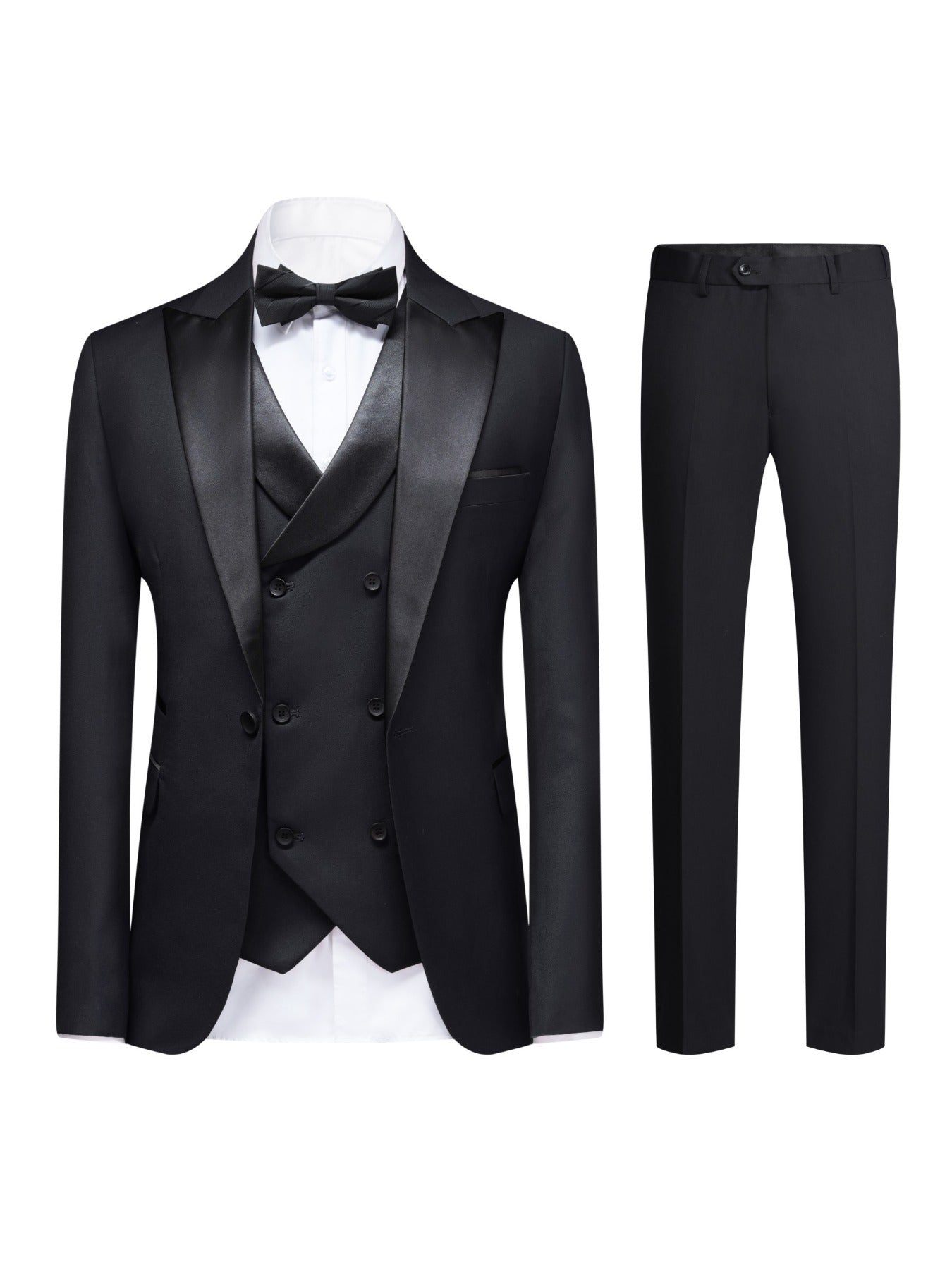 Costume Trois Pièces pour Homme à Un Bouton, Veste Formelle + Gilet + Pantalon pour Mariage et Fête Décontractée