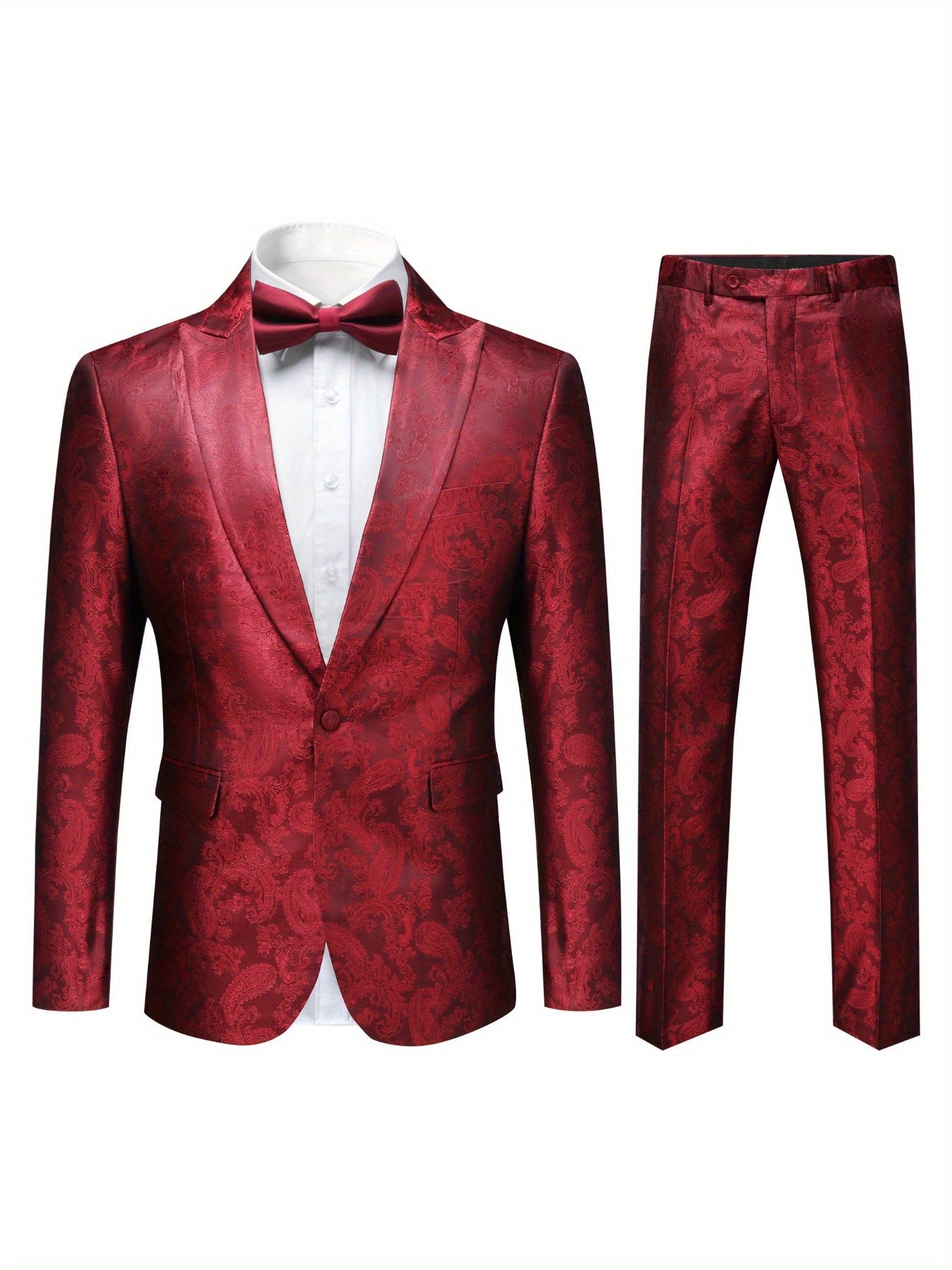 Ensemble Blazer Jacquard Élégant pour Homme & Pantalon Habillé - Polyester, Style Décontracté pour Toutes Saisons