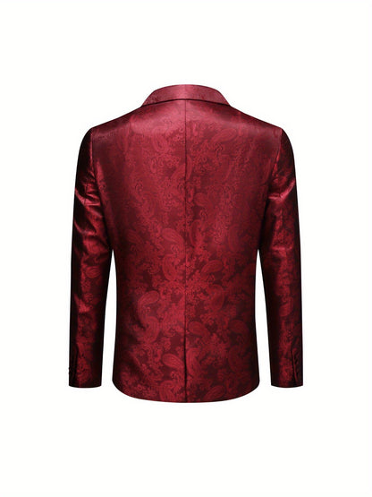 Ensemble Blazer Jacquard Élégant pour Homme & Pantalon Habillé - Polyester, Style Décontracté pour Toutes Saisons