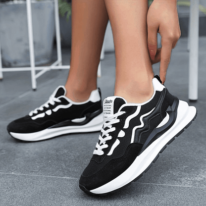 Women's Mesh Chunky Sneakers, Breathable Lace-up Outdoor Sneakers, All-match Low-top Sports Shoes 