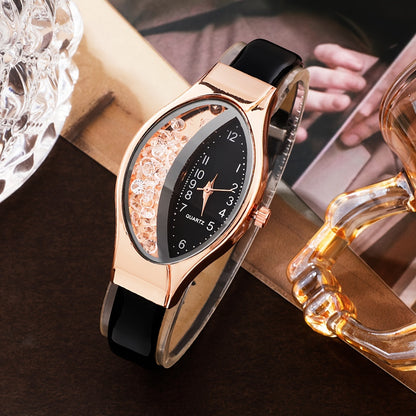 Black Quartz Watches PU Leather Strap Zinc Alloy Pointer Zinc Alloy Dial Gifts for Mother's Day, Easter, Ramadan, Birthdays Eid Gifts 