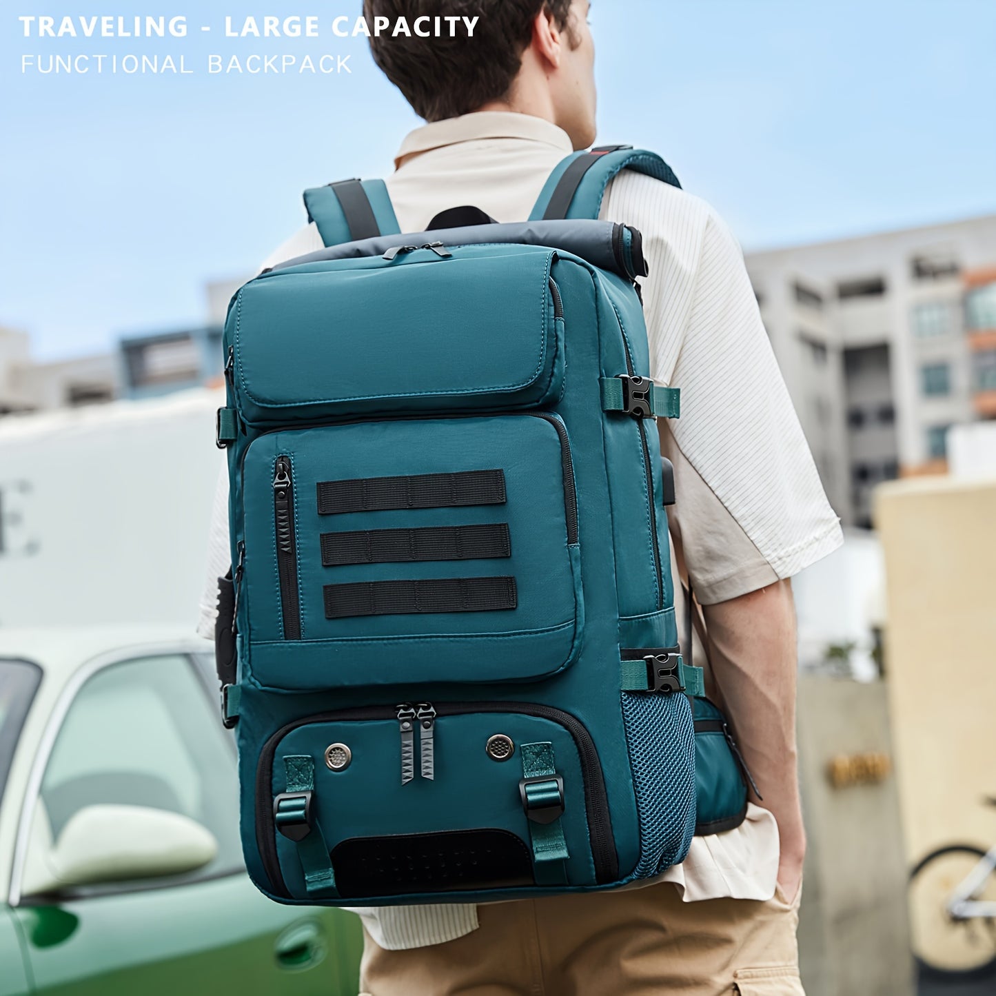 Sac à Dos de Voyage Étanche pour Hommes avec Compartiment pour Ordinateur Portable, Rangement pour Chaussures & Bretelles Ajustables - Idéal pour la Randonnée