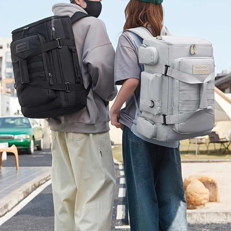 Sac à dos imperméable grande capacité pour hommes avec manchon pour chariot, sac à dos de voyage multifonctionnel pour la randonnée en plein air et les courts voyages