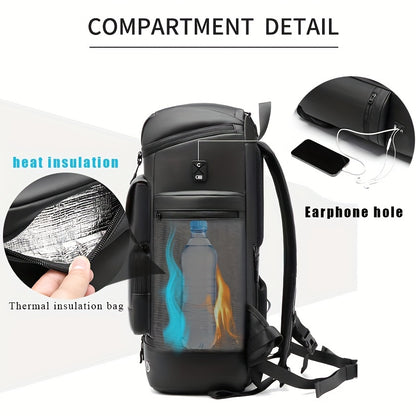 Sac à dos de voyage grande capacité, sac à dos d'ordinateur portable professionnel imperméable de 16 pouces, sac à dos de randonnée avec compartiment à chaussures séparé, sac à dos de camping pour activités de plein air