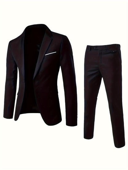 Ensemble de costume décontracté pour homme, 2 pièces, blazer et pantalon de ville, style bureau, veste et pantalon