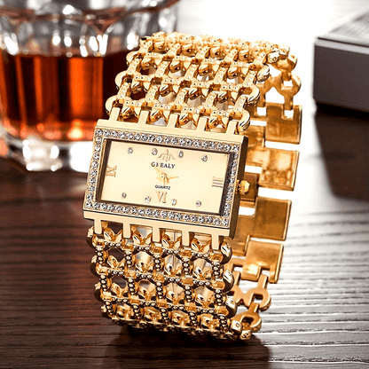 Luxury Rhinestone Decor Quartz Bracelet Watch Elegant Analog Evening Dress Bracelet Watch, Gift for Mom/Her 