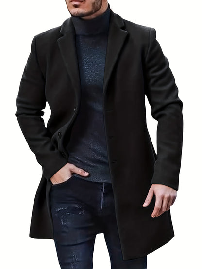 Manteau trench rétro pour hommes, surchemise simple et chaude à boutonnage simple pour les affaires d'automne et d'hiver