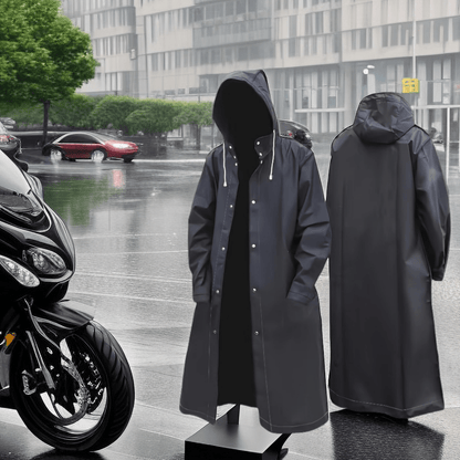 Manteau de pluie imperméable en EVA pour adultes - Style unisexe tendance, veste de pluie longue à capuche pour activités de plein air, cyclisme, randonnée, pêche - Résistant à l'eau avec des caractéristiques spéciales