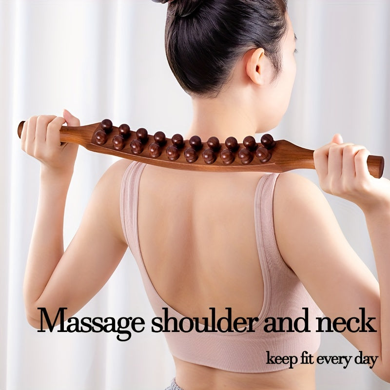 1 20 Beads Massage Stick, Can Relax The Whole Body, Relax Muscles After Exercise, Relieve Body Pain And Fatigue, Wooden Exercise Tools 