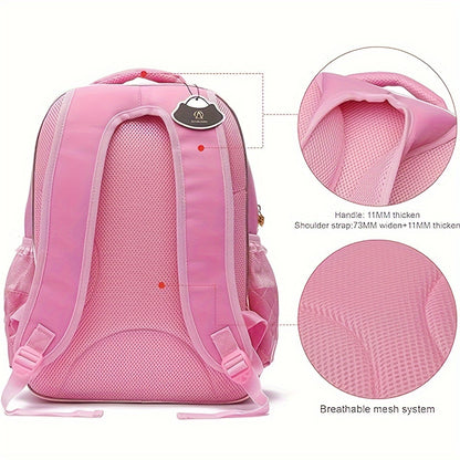 Sac à dos d'école Kawaii, adorable sac à dos en nylon haute capacité pour adolescents avec poche antivol, accessoires poupée et porte-clés, bretelles réglables, poche latérale pour bouteille d'eau, parfait pour les voyages et l'école