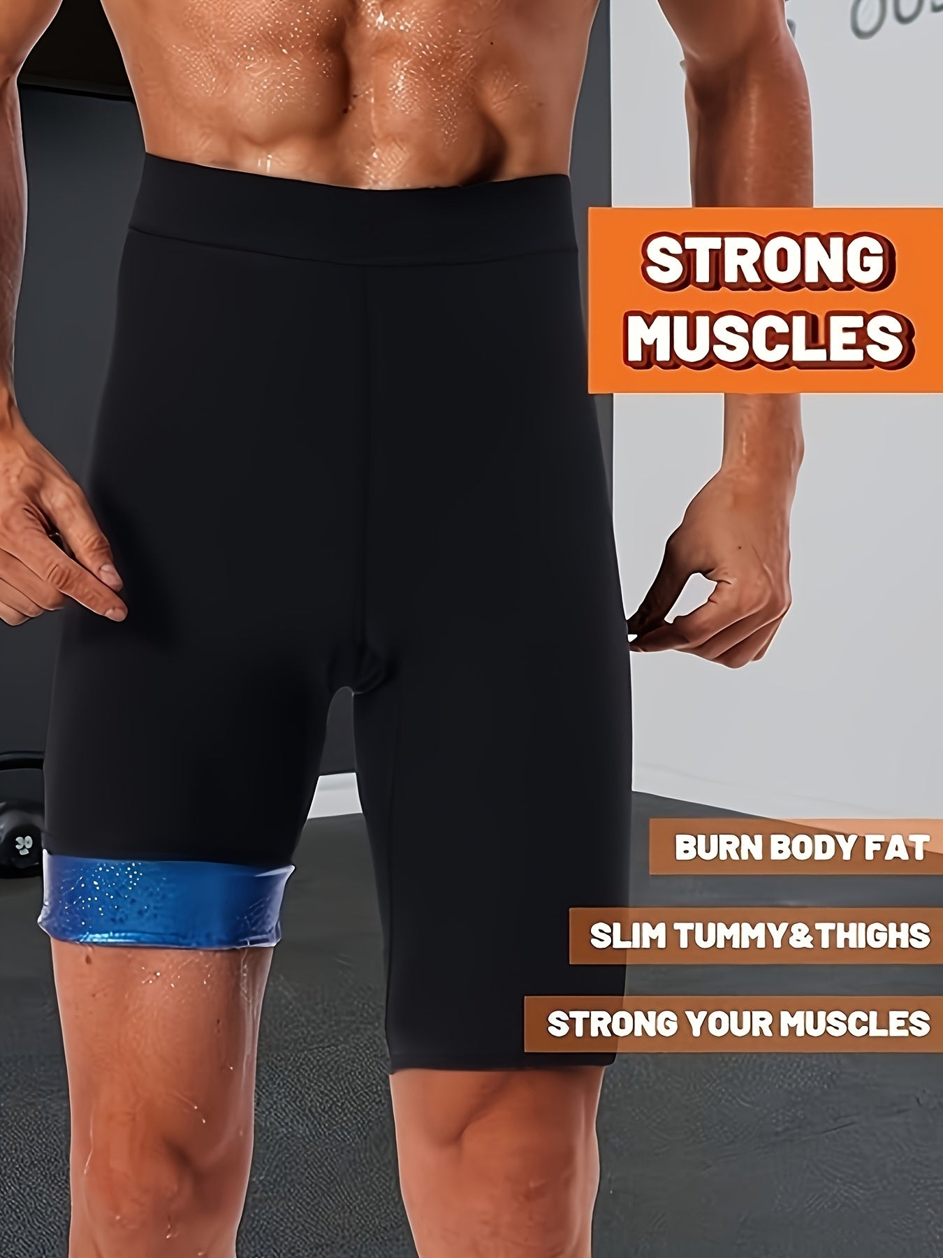 Short de compression de fitness pour hommes, haute élasticité, sauna, pour la course à pied, le yoga, la gym et les activités de plein air.