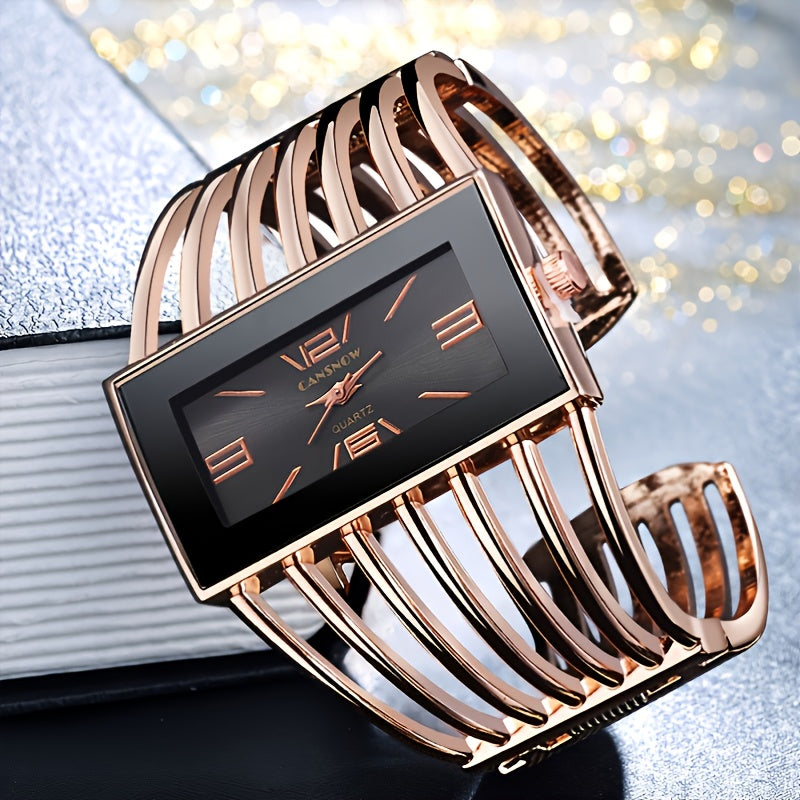 Luxury Women Watches Analog Quartz Wristwatch Rectangular Cuff Bracelet Watch Business Casual Fashion Wristwatches for Ladies 