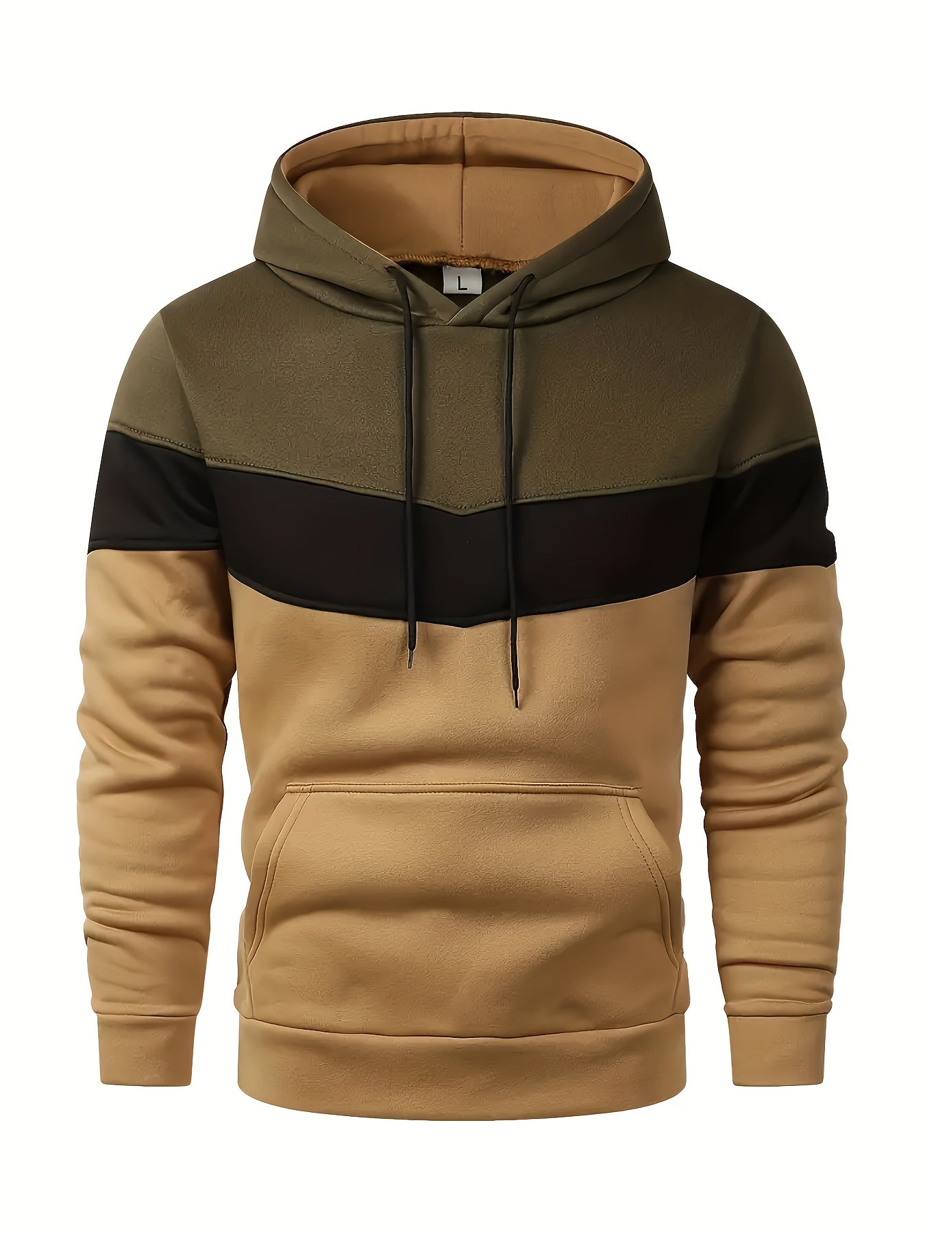 Hoodie à Blocs de Couleur pour Hommes - Pull Décontracté et Sportif avec Poche Kangourou, Manches Longues, Mélange de Polyester pour Toutes les Saisons