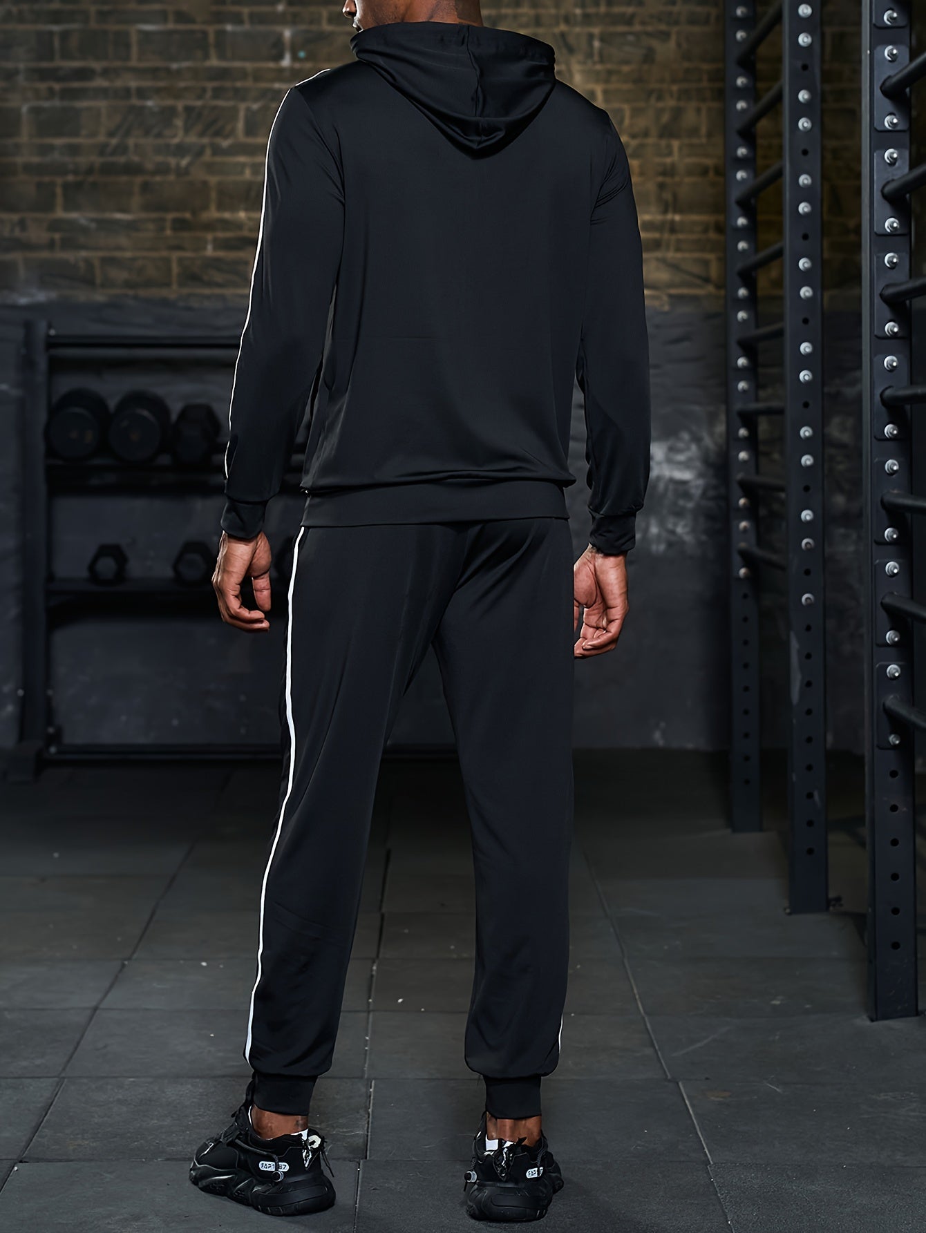 Ensemble De Sport Pour Hommes 2 Pièces, Sweat À Capuche Zippé + Ensemble De Jogging Assorti Pour L'entraînement De Remise En Forme