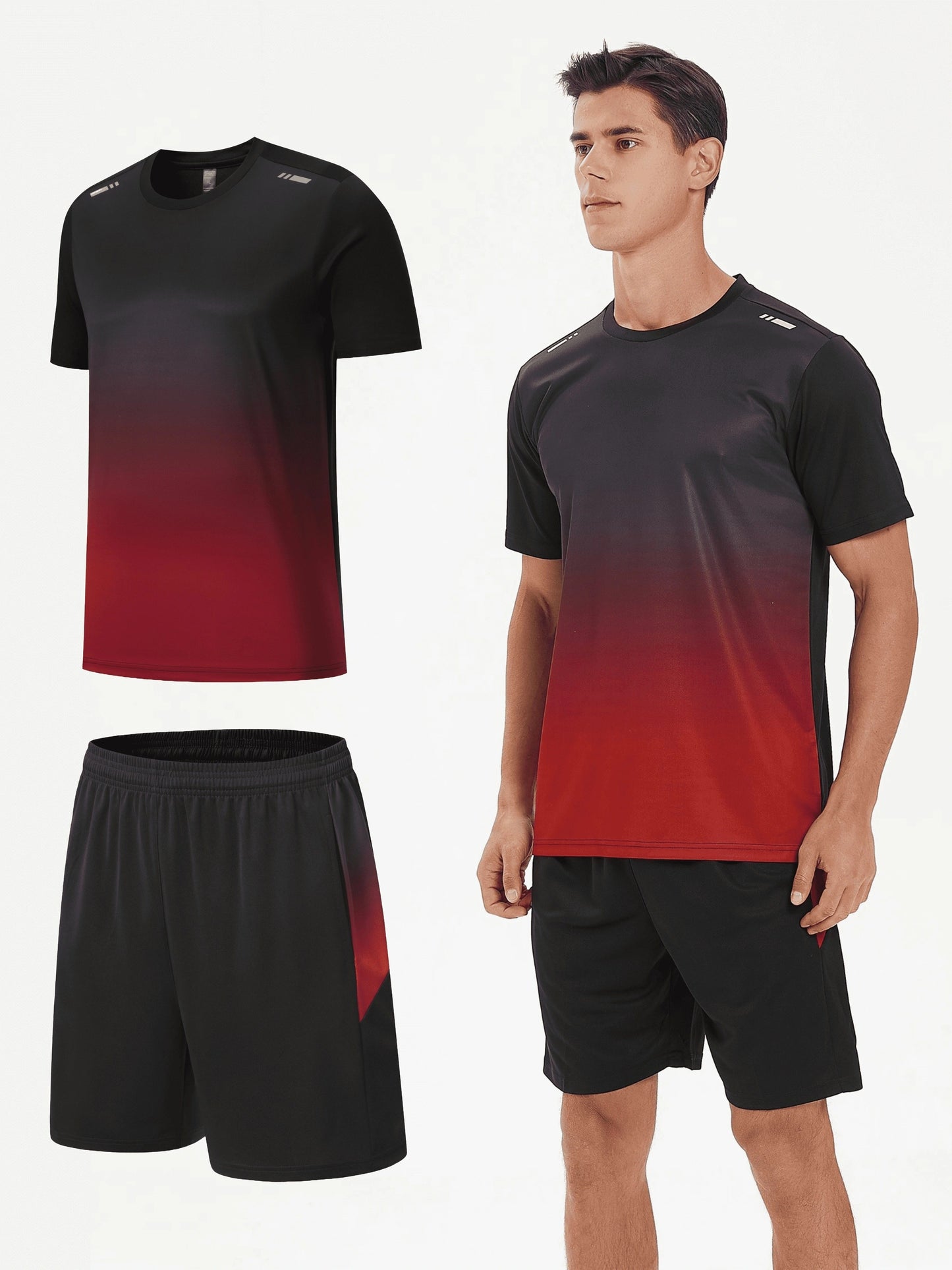 [Vente Chaude] Ensemble Sportif à Séchage Rapide pour Hommes - 2pcs, T-Shirt en Soie Glacée & Shorts pour la Course, le Fitness & le Port Décontracté